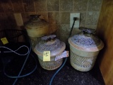 Hand Crafted 3 Pc. Pottery Canister Set with ''Gobble'' Etched in Bottom (K