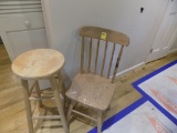 (1) Stool and (1) Chair, Unfinished (Kitchen)