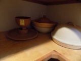 Assorted Clay Dishes - Bowls, Pie Keeper, Pickle Tray (Kitchen)