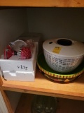 Large Salad Bowl, Salad Spinner and Red Sugar and Creamer Set (Kitchen)