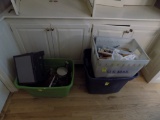 Misc Items in (3) Totes - Candles, Step Stool, Books, Many Candles (Dining