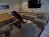3-Pc Living Room Set - Chair and Very Large L-Shaped Sectional, Tan Leather