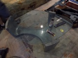Glass Top Kidney Shaped Coffee Table, Granite Looking Legs, 49''L x 30''W (