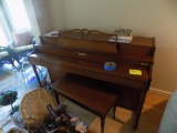 Baldwin Oak-Colored Upright Piano, Acrosonic, w/Stool - (1) Key Needs to be