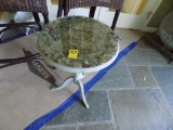Small White Accent Table, Crushed Glass Top w/Flat Glass Surface  (Sun Room