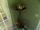 Decorations in Corner - 5' Tall Metal Fruit Bowl, Glass Flower Vase, Other