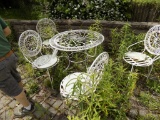 White Iron Patio Set - Table and (3) Chairs (Outside - Pool Area)