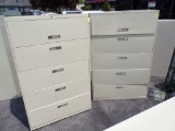 (2) 5 Drawer Lateral Filing Cabinets, 42'' x 18'' x 65''