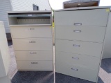 (2) 5 Drawer Lateral Filing Cabinets, 42'' x 18'' x 65'',  (1) IS SLIGHTLY