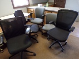 (5) Assorted Rolling Office Chairs - (2) Black, (2) Blue/Gray and (1) Green