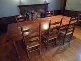 96'' x 42'' Wooden Dining Room/Conference Room Table with (6) Wicker/Wood C