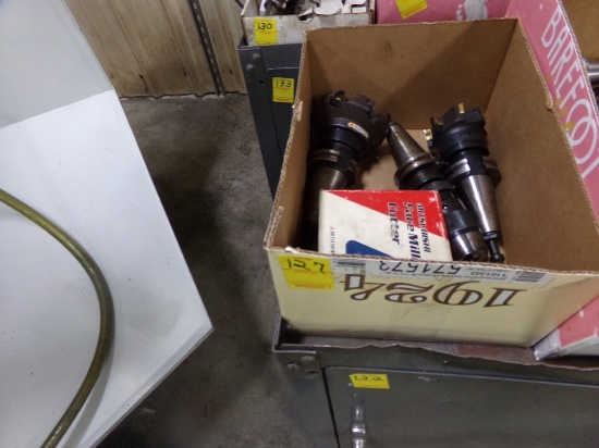 Box With (2) Cat 40 Pace Mills, (1) Cat 0 Drill Chuck And Some Inserts (All