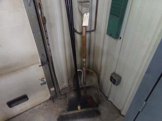 Group w/Shovel, Dust Pan & (2) Brooms