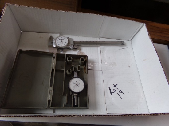 Mitutoyo 6'' Calipers and Mitutoyo .0005'' Test Indicator in Case