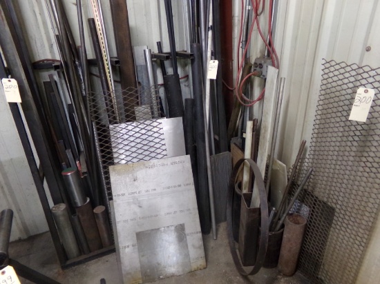 Group of Misc. Metal Stock and Rack in Corner  - Steel Tube, Solid Expanded