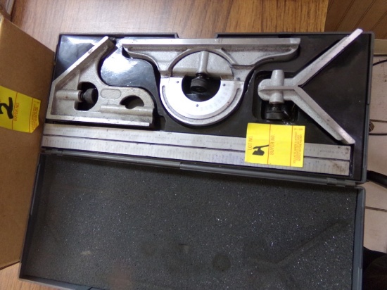 Chinese 12'' Combination Square Set with Case, Nice Condition