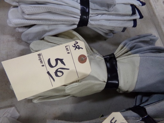 (3) Pair of New Leather Work Gloves with Cuffs Size Large
