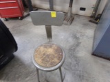 Tall Steel Shop Stool w/Back Rest