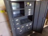 2 Door Cabinet with Safe, 10 Drawers and 3 Shelves (See Photo), Has Combina