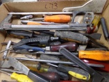 Flat of Pry Bars, Screwdrivers, Scrapers, Air Chucks, Etc.