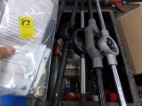 Plastic Crate Of Large Button Dies,Taps & Large Tap & Die Handles (5) And I