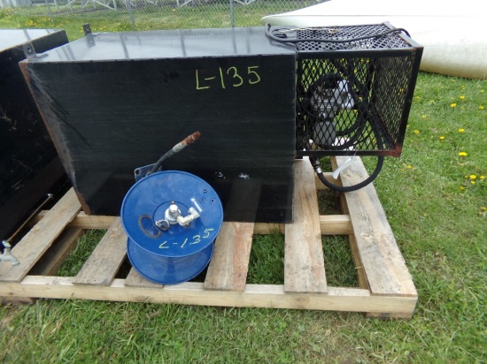 Black Fuel Tank with 12V Pump and Blue Hose Reel (5926)