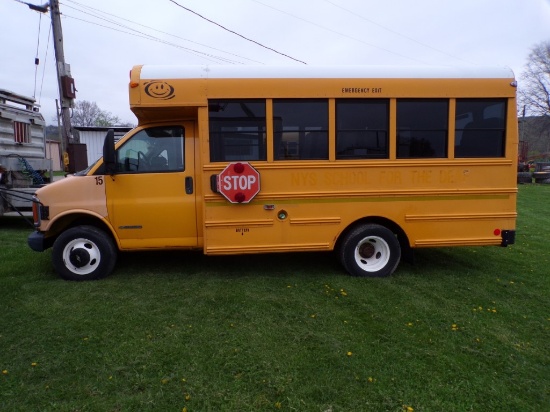 2001 Chevrolet 3500 Bus, Seats 15 Adults, 23 Children, Auto, Diesel, 54,797