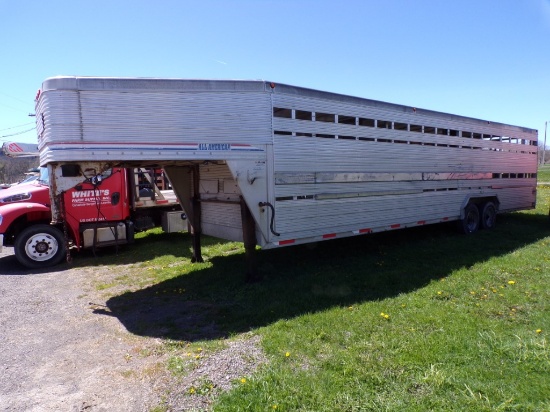 1997 Alum. Line All American 30' Alum. Gooseneck Stock Trailer, (2) Inside