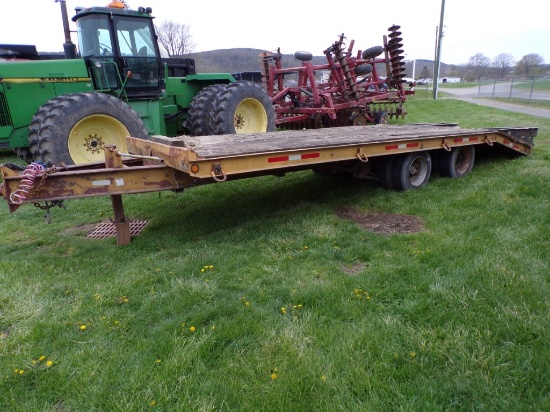 1990 Rogers 20 Ton Deck Over Equipment Trailer, Yellow, Air Brakes, Flip Do