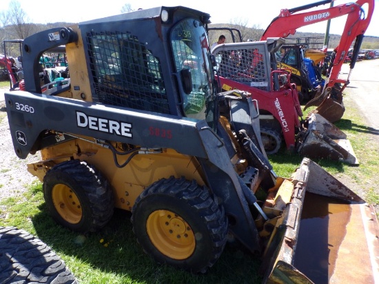 John Deere 326D Skid Steer Loader, Full Cab, Aux. Hyds., Hand & Foot Contro