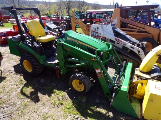John Deere 1026R 4wd Compact Tractor w/Loader, 54'' Front 2-Stage Snowblowe