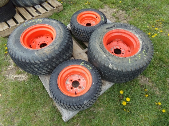 Set of (4) Mounted Tires for Kubota Compact, Fronts 18 x 8.5 - 10, Rears 26