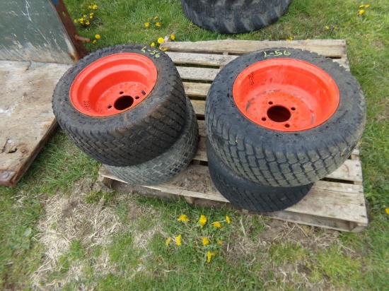 (4) 18 x 8.50 - 10 Tires Mounted on Orange 4 Lug Wheels (4 X Bid Price) (50