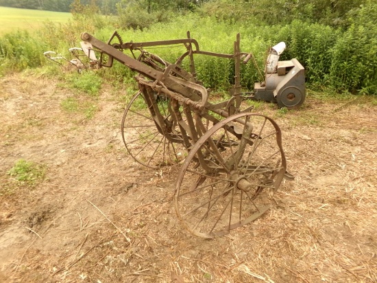 Antique Steel Wheeled Cultivator 1 WHEEL IS IN ROUGH CONDITIONS (Across Roa