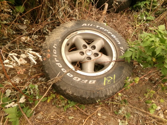 (4) Jeep 15'' Alum. Wheels w/ BF Goodrich All Terrain Tires, TIRES ARE DRY.