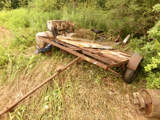 Tilt Snow Mobile Trailer ROUGH SHAPE, MISSING HITCH COUPLER PARTS, Frame Lo