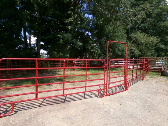 New (11) Panel Corral System - (10) 12' Gates and (1) Walk Thru / Drive Thr