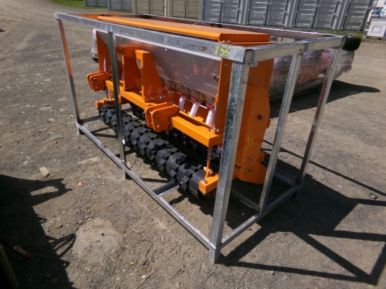 New Land Honor No Till Seed Drill for 3 PT or Skid Steer, Dual Mount, Orang