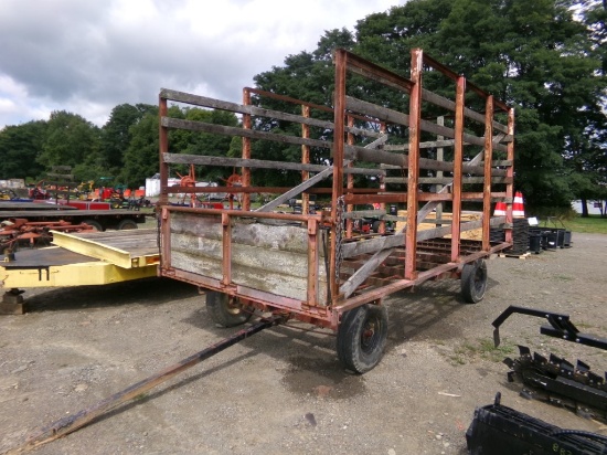16' x 7 1/2' Steel Sided Hay Wagon on ''Grove'' Running Gear with Spare Tir