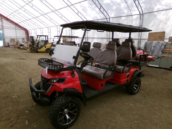 New Electric 6 Seater Off Road Golf Cart, Red, Full Lighting, Digital Dash,