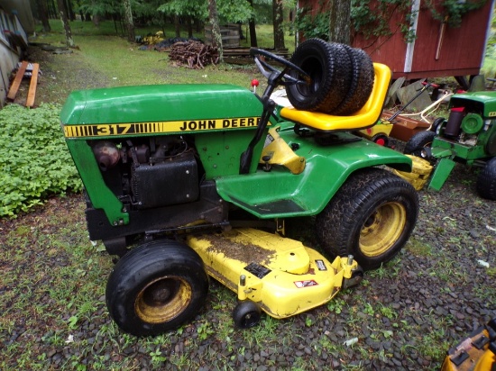 John Deee 317 Riding Mower with 48'' Deck, Kawasaki Engine, Turns Over, SN