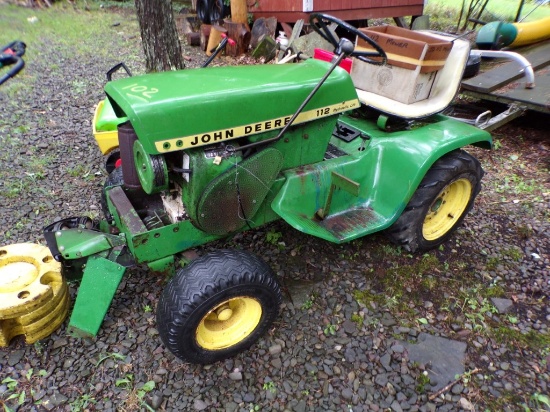 John Deere 112 Riding Mower, NO DECK, NOT RUNNING, NEEDS WORK, SN 110392 (O