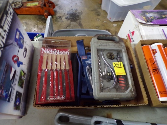 Box with Pin Punch Set, Files, Snake Driver and Other Misc. Tools (Garage)