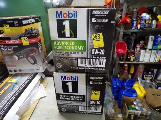 (2) Cases of Mobil 1 Synthetic Oil (1) is 0W-20, (1) is 5W-30 (Garage)