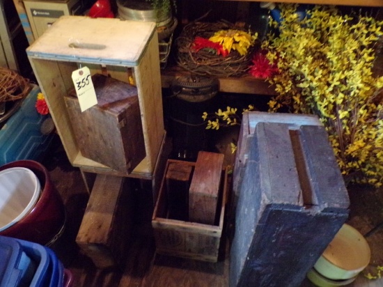 Group of Old Style Wooden Boxes and Crates (Shed)