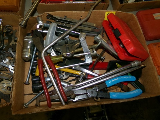 Box of Misc. Tools - Valve Spring Compressors, Specialty Pliers, Partial Ex