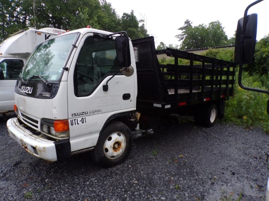 2001 Isuzu NPR Stake Body Truck, 14' Bed, Auto, Dually, Diesel Engine, 176,