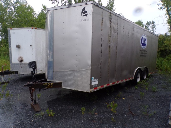 2019 Spartan 20' Tandem Axle V-Nose Enclosed Trailer, Fold Down Rear Gate,