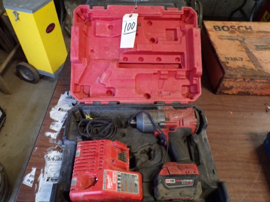 Milwaukee 18V 1/2'' Impact Wrench, Square Ring with (1) Battery and (1) Cha