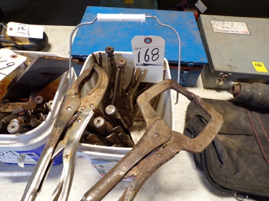 Pail of Asst. Vice Grips and Welding Clamps, (4) Total (New Garage)